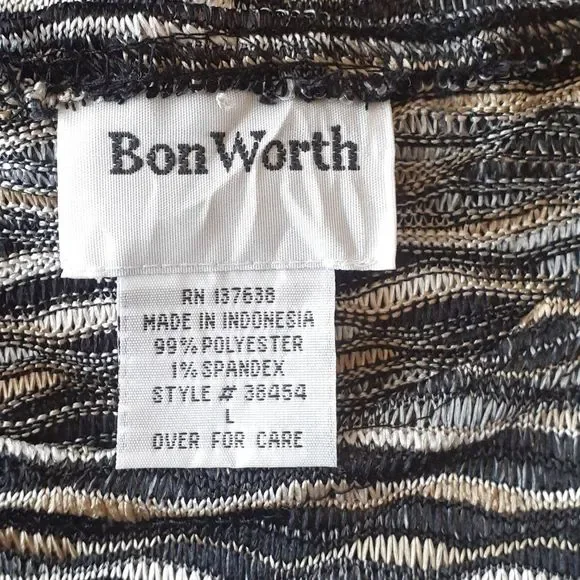 NWT Bon worth blouse L long sleeve black yellow gr - Picture 4 of 10